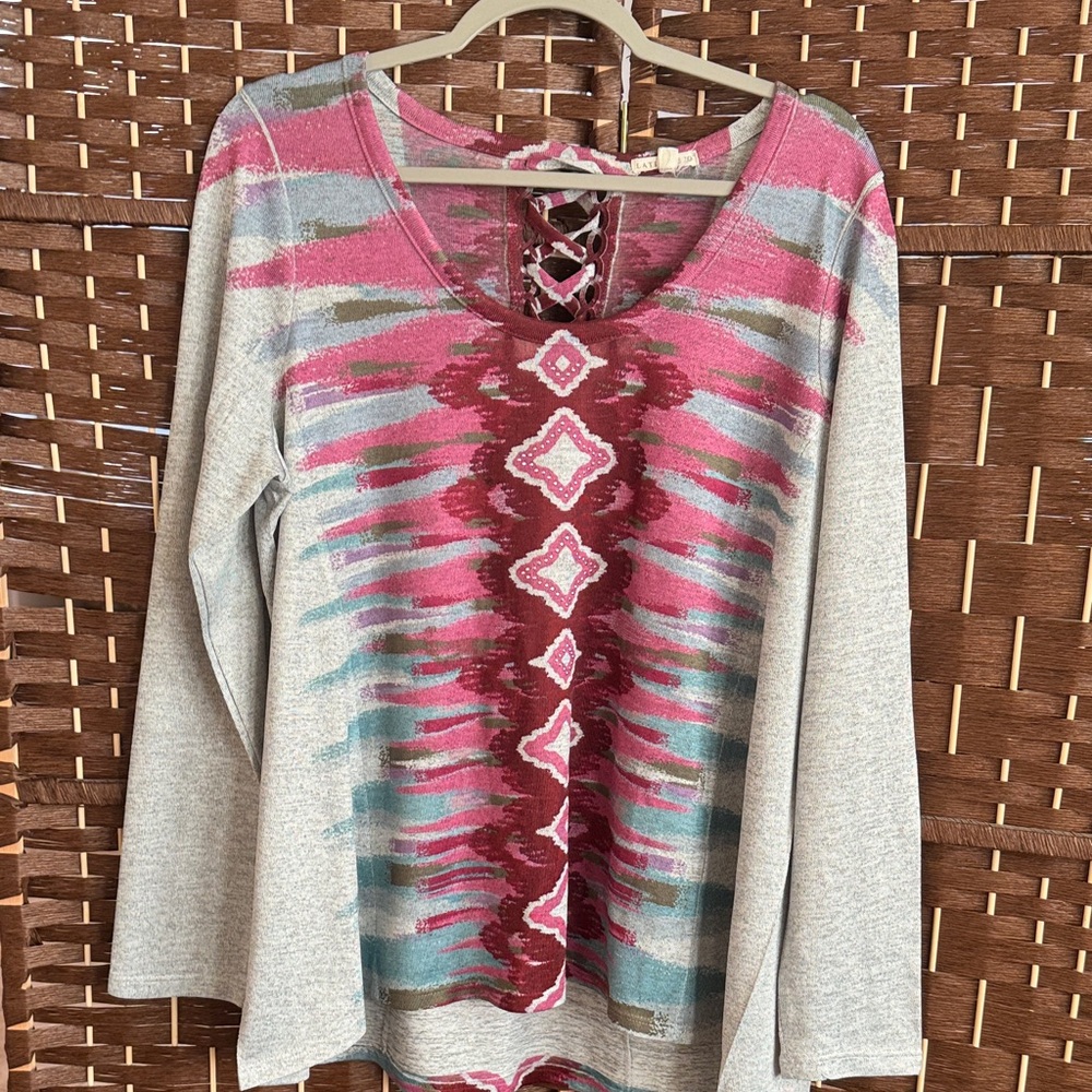 Latitude 10 Stylish Pink and Gray Women's Top with Bling